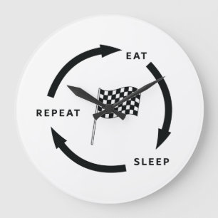 Grande Horloge Ronde Motorsport Mangez le sommeil Répéter le ventilateu