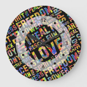 Grande Horloge Ronde Mots De La Voie Esprit / Pensée Positive 1