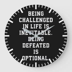 Grande Horloge Ronde Mots Inspirants - Défi contre Défaite