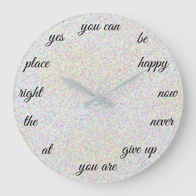 Grande Horloge Ronde Mots Positifs Motivation créative (Recto)