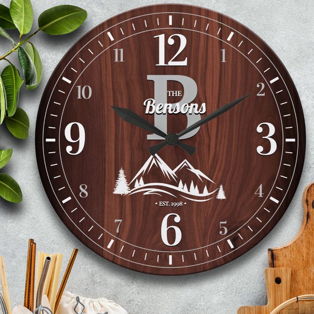 Grande Horloge Ronde Mountain Home Nom de famille (Créateur téléchargé)
