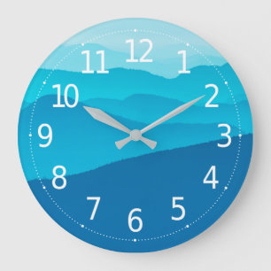 Grande Horloge Ronde Mountains Blue Abstract   Wall Clock