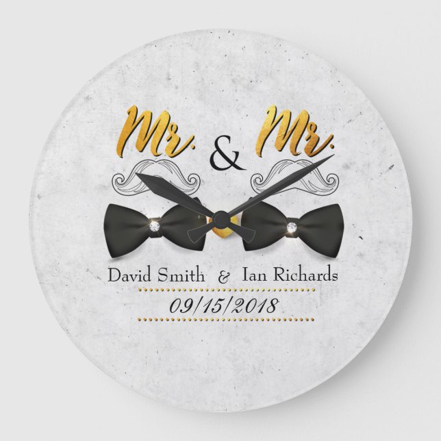 Grande Horloge Ronde Moustache et arc pour Mr et Mr. (Recto)