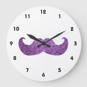 Grande Horloge Ronde Moustache pourpre de Bling (graphique de parties