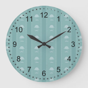 Grande Horloge Ronde Moustaches et Casquettes