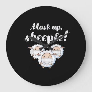 Grande Horloge Ronde Mouton dans le masque | Cadeaux parfaits Amoureux 