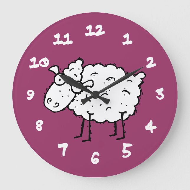 Grande Horloge Ronde Moutons de bande dessinée (Recto)