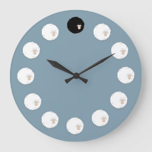 Grande Horloge Ronde Moutons noirs