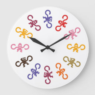 Grande Horloge Ronde Multi-Monkey Business Clock