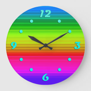 Grande Horloge Ronde Multicolore, arc-en-ciel
