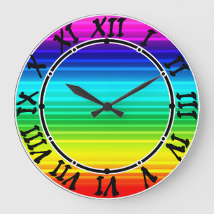 Grande Horloge Ronde Mur acrylique Arc-en-ciel, lbggg, déco arc-en-ciel