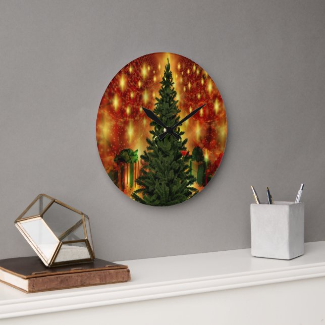 Grande Horloge Ronde Mur d'arbre de Noël (Bureau)