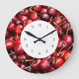 Grande Horloge Ronde Mur de cuisine des cerises
