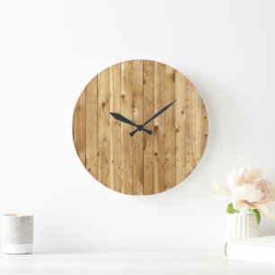 Grande Horloge Ronde Mur de grange, Bois, Planches en bois, Plaques, Ru