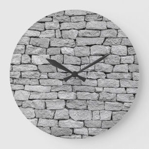 Grande Horloge Ronde Mur en pierre grise, arrière - plan abstrait.