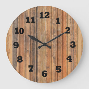 Grande Horloge Ronde Mur Occidental en bois