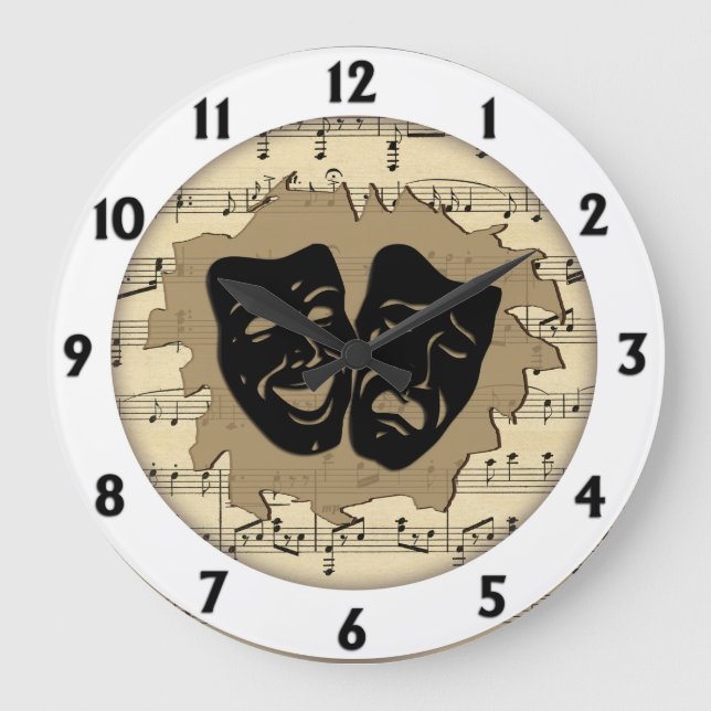 Grande Horloge Ronde Musique antique et masques de théâtre (Recto)