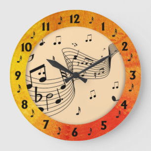 Grande Horloge Ronde Musique branchée Tangerine Round Wall
