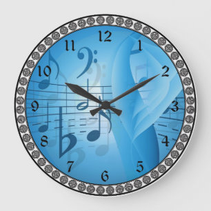 Grande Horloge Ronde Musique en bleu