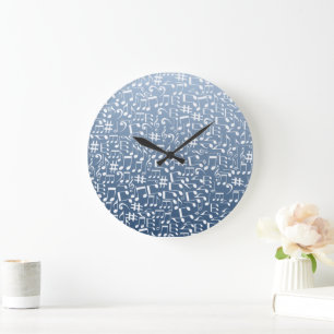 Grande Horloge Ronde Musique Harmonieuse Smokey Blue Lumière aux Teinte