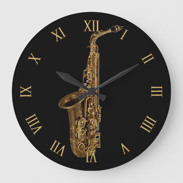 Grande Horloge Ronde Musique saxophone - Musicien à thème (Recto)