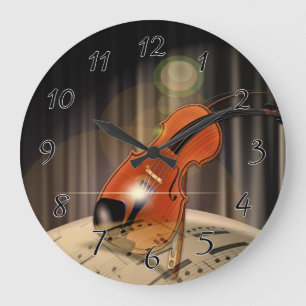 Grande Horloge Ronde Musique violon d'art