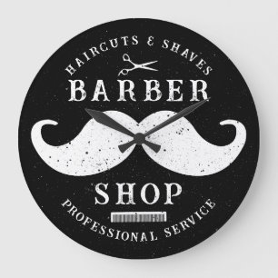 Grande Horloge Ronde Mustache Barber Shop moderne Coiffeur Barbershop
