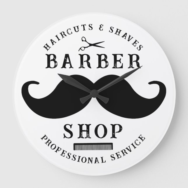 Grande Horloge Ronde Mustache Barber Shop moderne Coiffeur Barbershop (Recto)