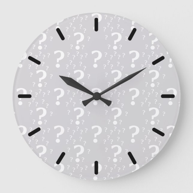 Grande Horloge Ronde Mystère point de question énigme puzzle gris clair (Recto)