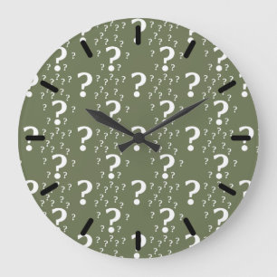 Grande Horloge Ronde Mystère question marque énigme puzzle vert olive