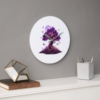 Grande Horloge Ronde Mystical Purple Moon Tree Sweatshirt
