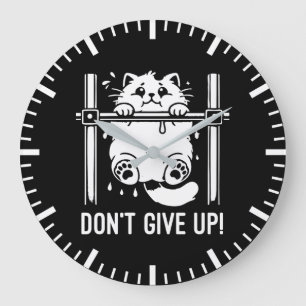 Grande Horloge Ronde N’abandonnez pas - Drôle Gym Cat Humour de motivat