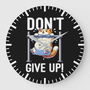 Grande Horloge Ronde N'abandonnez pas - Mignonne entraînement de chat M