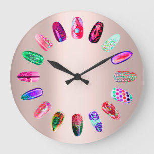 Grande Horloge Ronde Nails Studio Pink Glam Nails Stylist Rose