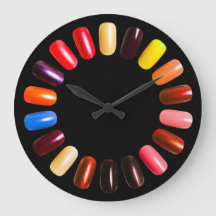 Grande Horloge Ronde Nails Studio Red Yellow Black Nails Styliste