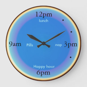 Grande Horloge Ronde "Nap Happy Hour Pills"> Fun Kitchen Clocks