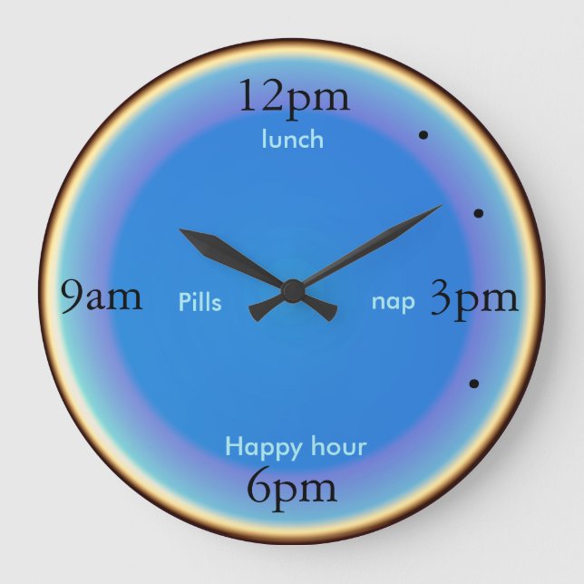 Grande Horloge Ronde "Nap Happy Hour Pills"> Fun Kitchen Clocks (Recto)