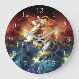 Grande Horloge Ronde Napoléon Cat dans l'espace