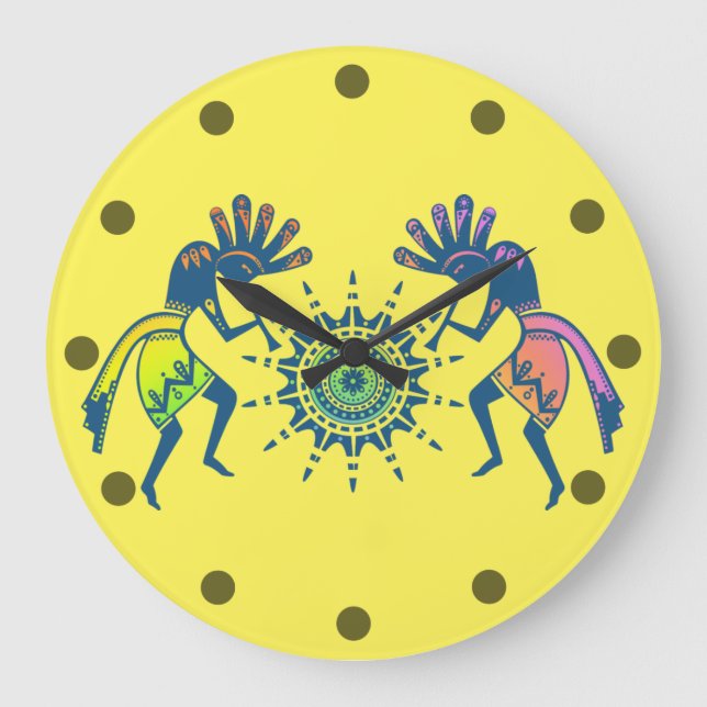 Grande Horloge Ronde Native Americans Culture - Sun Dancing Kokopelli 5 (Recto)