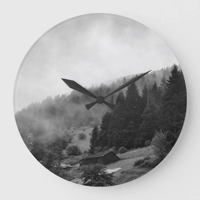Grande Horloge Ronde Nature magique, cool dans le brouillard (Recto)