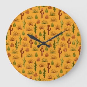 Grande Horloge Ronde Nature sauvage Cactus Bushes Motif