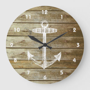 Grande Horloge Ronde Nautical Anchor on wood graphic