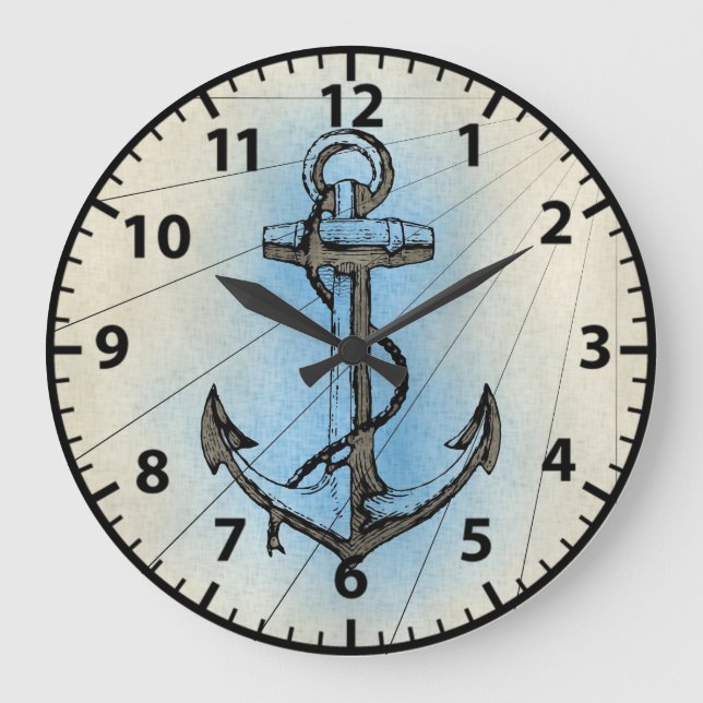 Grande Horloge Ronde Nautical Beach Ancre Naval (Recto)