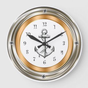 Grande Horloge Ronde Nautical Porthole Design Wall Clocks