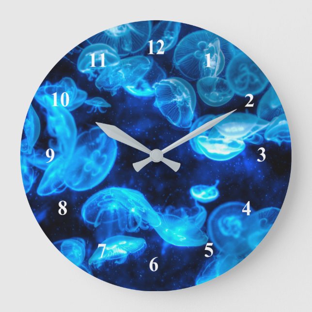 Grande Horloge Ronde Nautique Blue Jellyfish Marine Life (Recto)