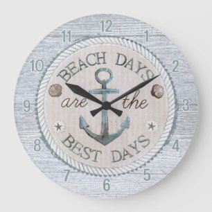 Grande Horloge Ronde Nautique Meilleurs Jours Plage Rustique Mur Horlog