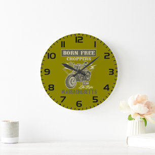 Grande Horloge Ronde Né Free Choppers Motorcycle Massachusetts