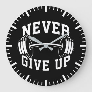 Grande Horloge Ronde Ne jamais abandonner - Dumbbell - entraînement Gym