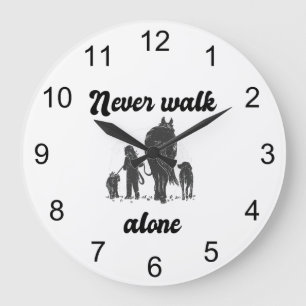 Grande Horloge Ronde Ne jamais marcher seul - Amoureux des animaux rust