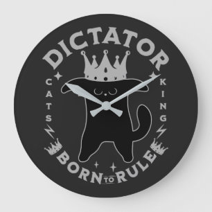 Grande Horloge Ronde Né pour gouverner   Conception drôle de chat